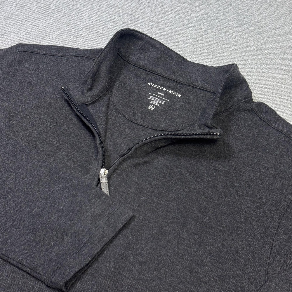 Mizzen+Main ProFlex 1/4 Zip Performance Pullover Mens Large Gray Stretch